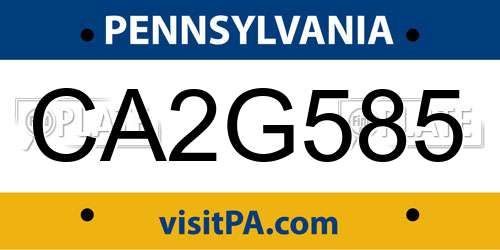 CA2G585 Pennsylvania License Plate