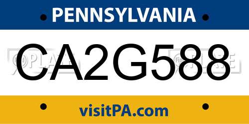 CA2G588 Pennsylvania License Plate