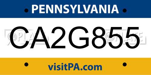 CA2G855 Pennsylvania License Plate