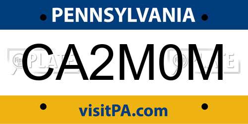 CA2M0M Pennsylvania License Plate