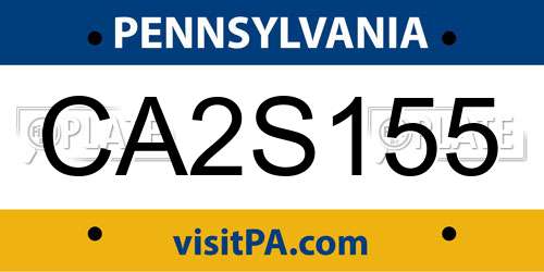 CA2S155 Pennsylvania License Plate