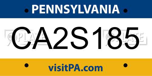 CA2S185 Pennsylvania License Plate