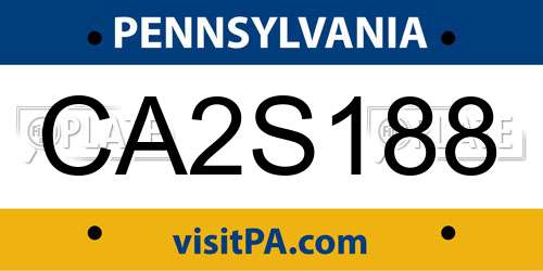 CA2S188 Pennsylvania License Plate