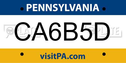 CA6B5D Pennsylvania License Plate