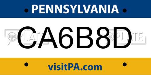 CA6B8D Pennsylvania License Plate