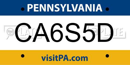 CA6S5D Pennsylvania License Plate