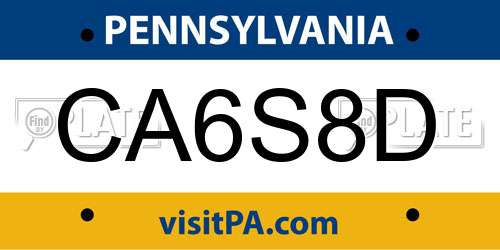 CA6S8D Pennsylvania License Plate