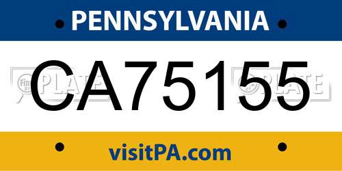 CA75155 Pennsylvania License Plate