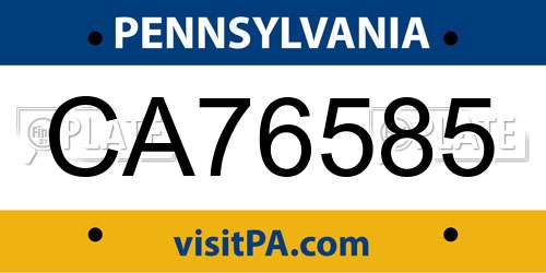 CA76585 Pennsylvania License Plate