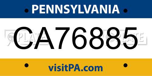 CA76885 Pennsylvania License Plate