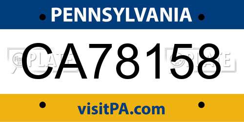 CA78158 Pennsylvania License Plate