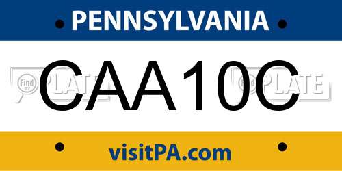 CAA10C Pennsylvania License Plate