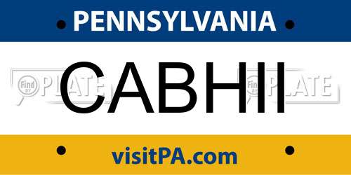CABHII Pennsylvania License Plate