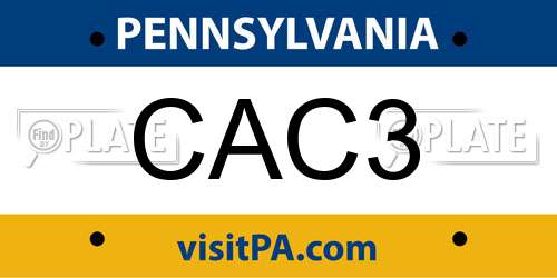 CAC3 Pennsylvania License Plate