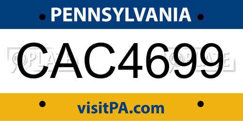 CAC4699 Pennsylvania License Plate