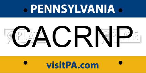 CACRNP Pennsylvania License Plate