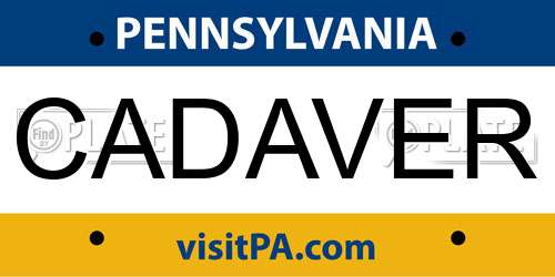 CADAVER Pennsylvania License Plate