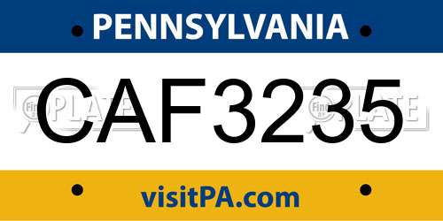 CAF3235 Pennsylvania License Plate