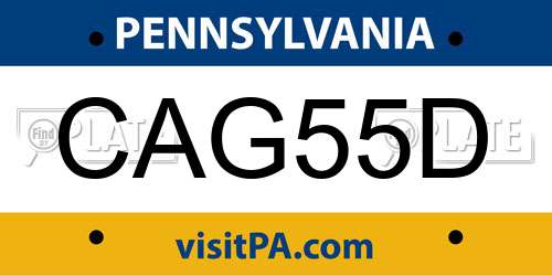 CAG55D Pennsylvania License Plate
