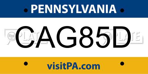 CAG85D Pennsylvania License Plate