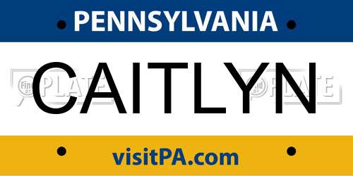 CAITLYN Pennsylvania License Plate