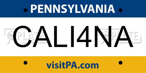 CALI4NA Pennsylvania License Plate
