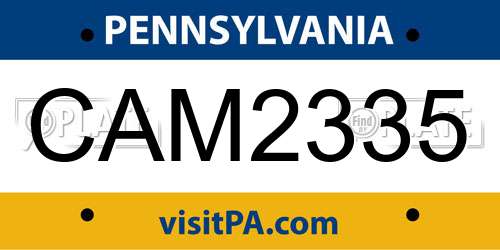 CAM2335 Pennsylvania License Plate