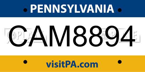 CAM8894 Pennsylvania License Plate