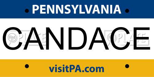 CANDACE Pennsylvania License Plate