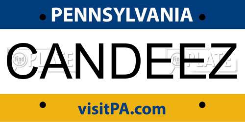 CANDEEZ Pennsylvania License Plate