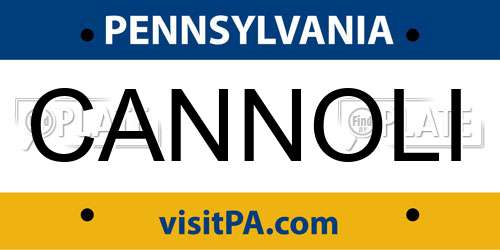 CANNOLI Pennsylvania License Plate