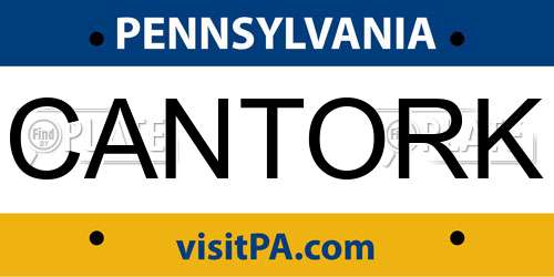 CANTORK Pennsylvania License Plate