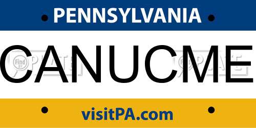 CANUCME Pennsylvania License Plate