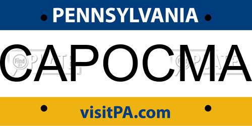CAPOCMA Pennsylvania License Plate