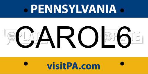 CAROL6 Pennsylvania License Plate