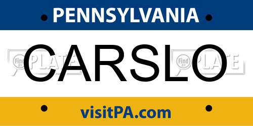 CARSLO Pennsylvania License Plate