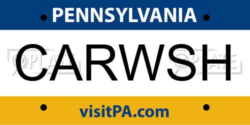 CARWSH Pennsylvania License Plate