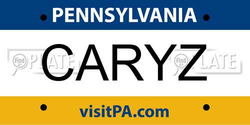 CARYZ Pennsylvania License Plate