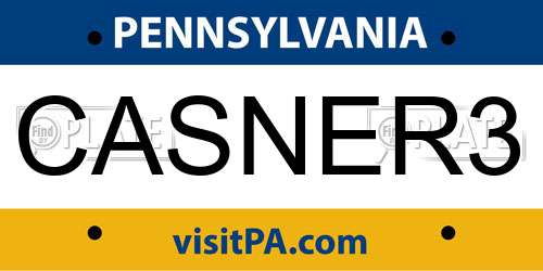 CASNER3 Pennsylvania License Plate