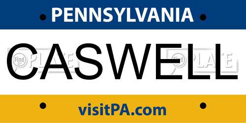 CASWELL Pennsylvania License Plate