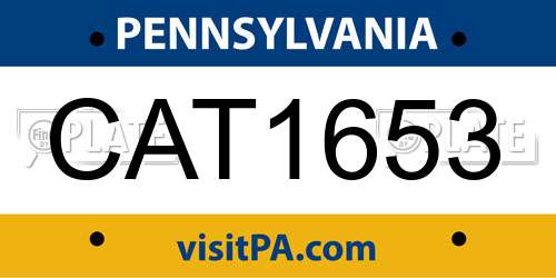 CAT1653 Pennsylvania License Plate