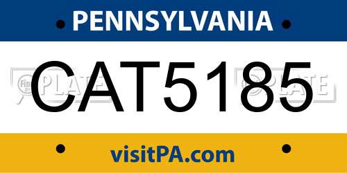 CAT5185 Pennsylvania License Plate