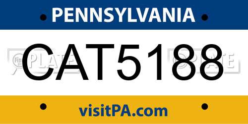 CAT5188 Pennsylvania License Plate