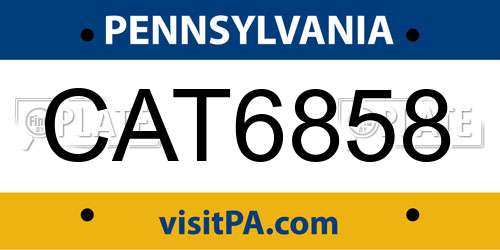 CAT6858 Pennsylvania License Plate