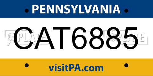 CAT6885 Pennsylvania License Plate