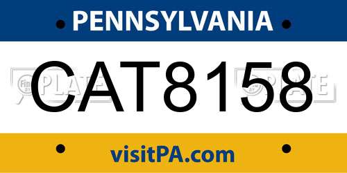 CAT8158 Pennsylvania License Plate