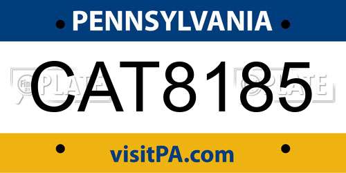 CAT8185 Pennsylvania License Plate