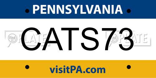 CATS73 Pennsylvania License Plate