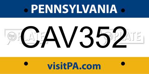 CAV352 Pennsylvania License Plate