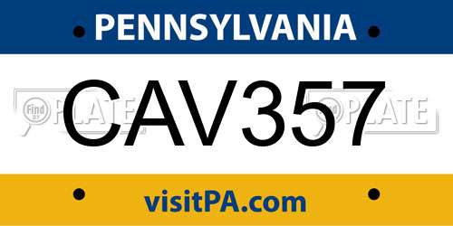 CAV357 Pennsylvania License Plate